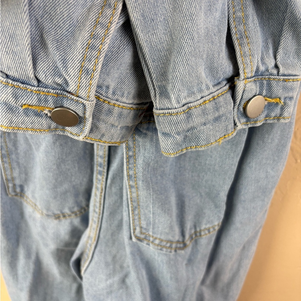 Mabel Light Blue Denim Jean Jumpsuit Long Sleeve Buttons Women’s size medium - Picture 10 of 11